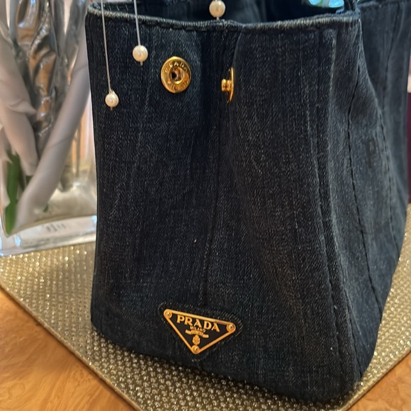PRADA Canapa Denim Tote $675 - Picture 4 of 16